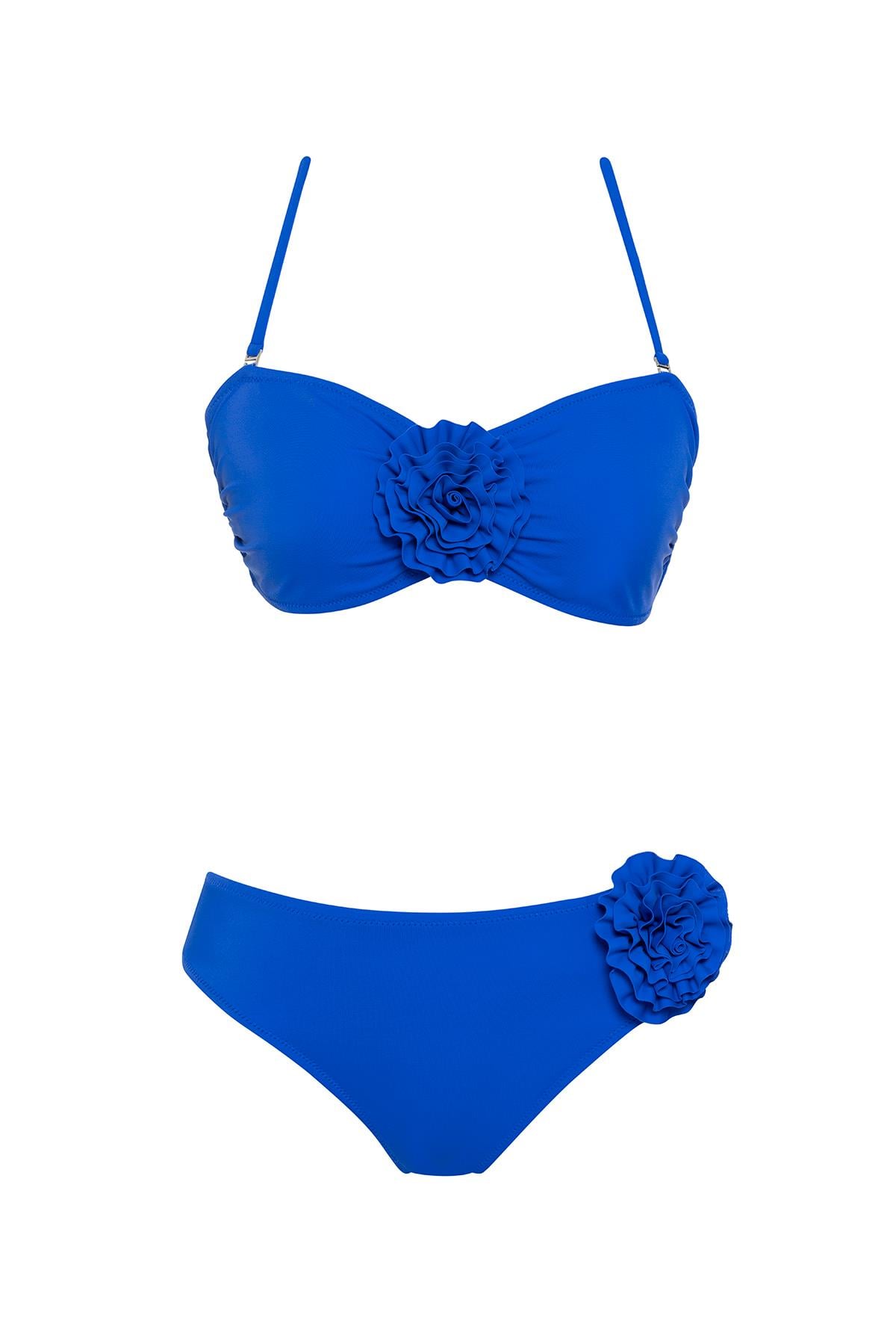 Saılor Çiçekli Straplez Bikini Takım