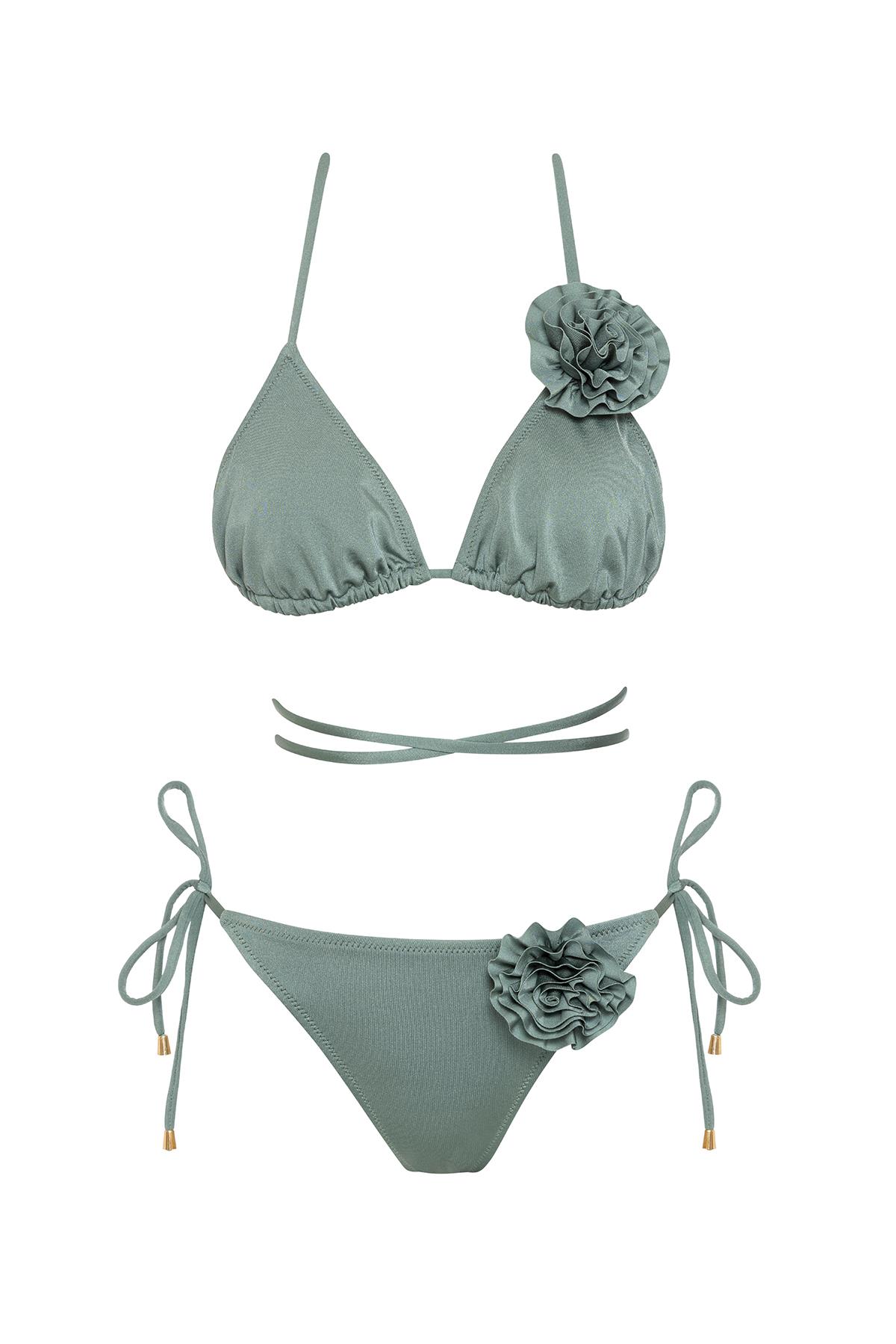 Saılor Çiçekli Üçgen Bikini Takım 