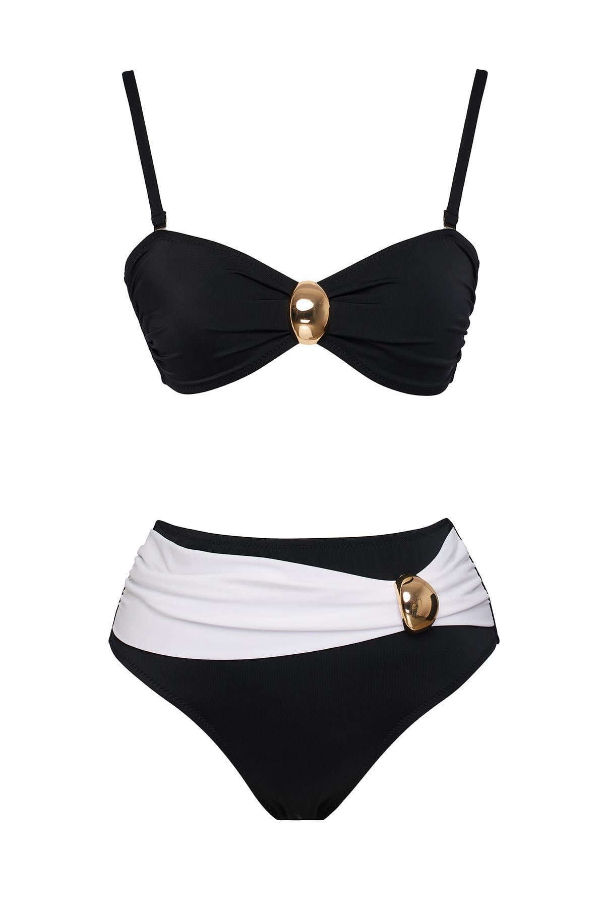 Straplez Özel tasarım Aksesuarlı Bikini Takım 