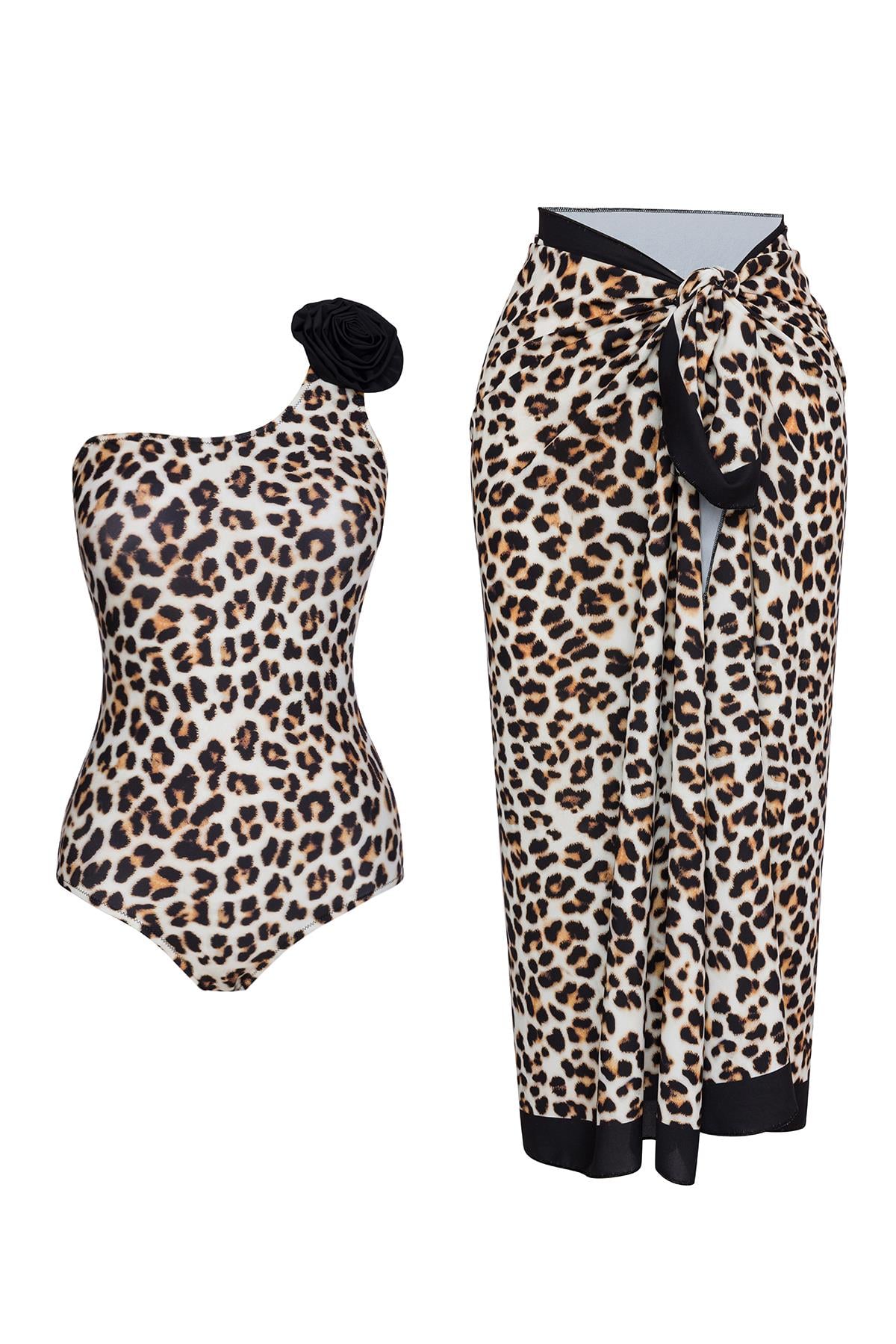 Tek Omuz Çiçekli Pareolu Mayo 