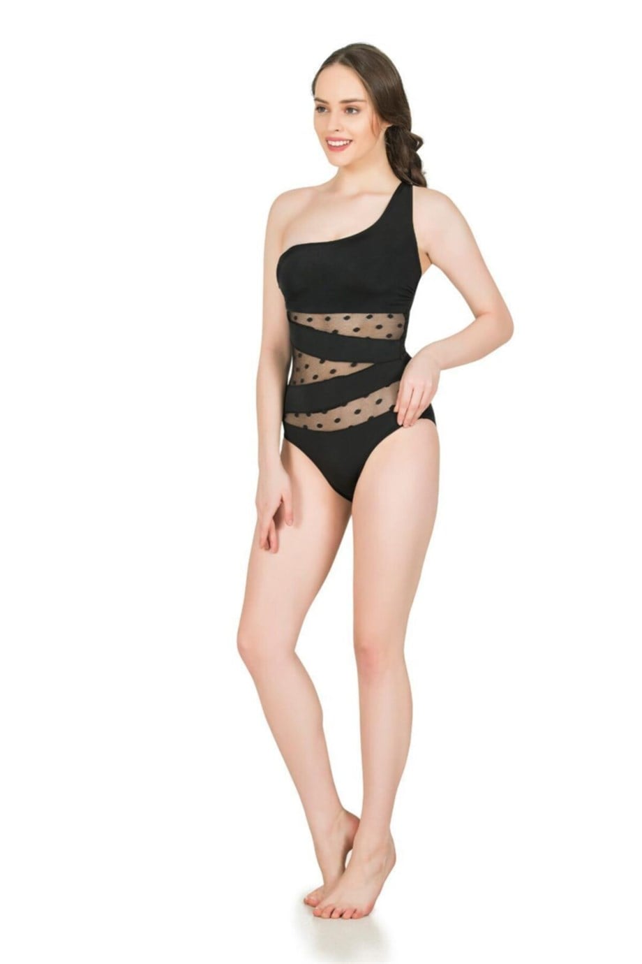 Tek Omuz Tüllü Mayo