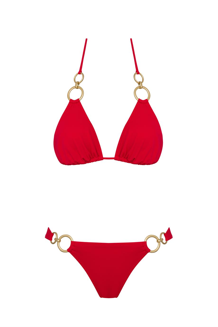 Üçgen Aksesuarlı Brezilya Bikini Takım 