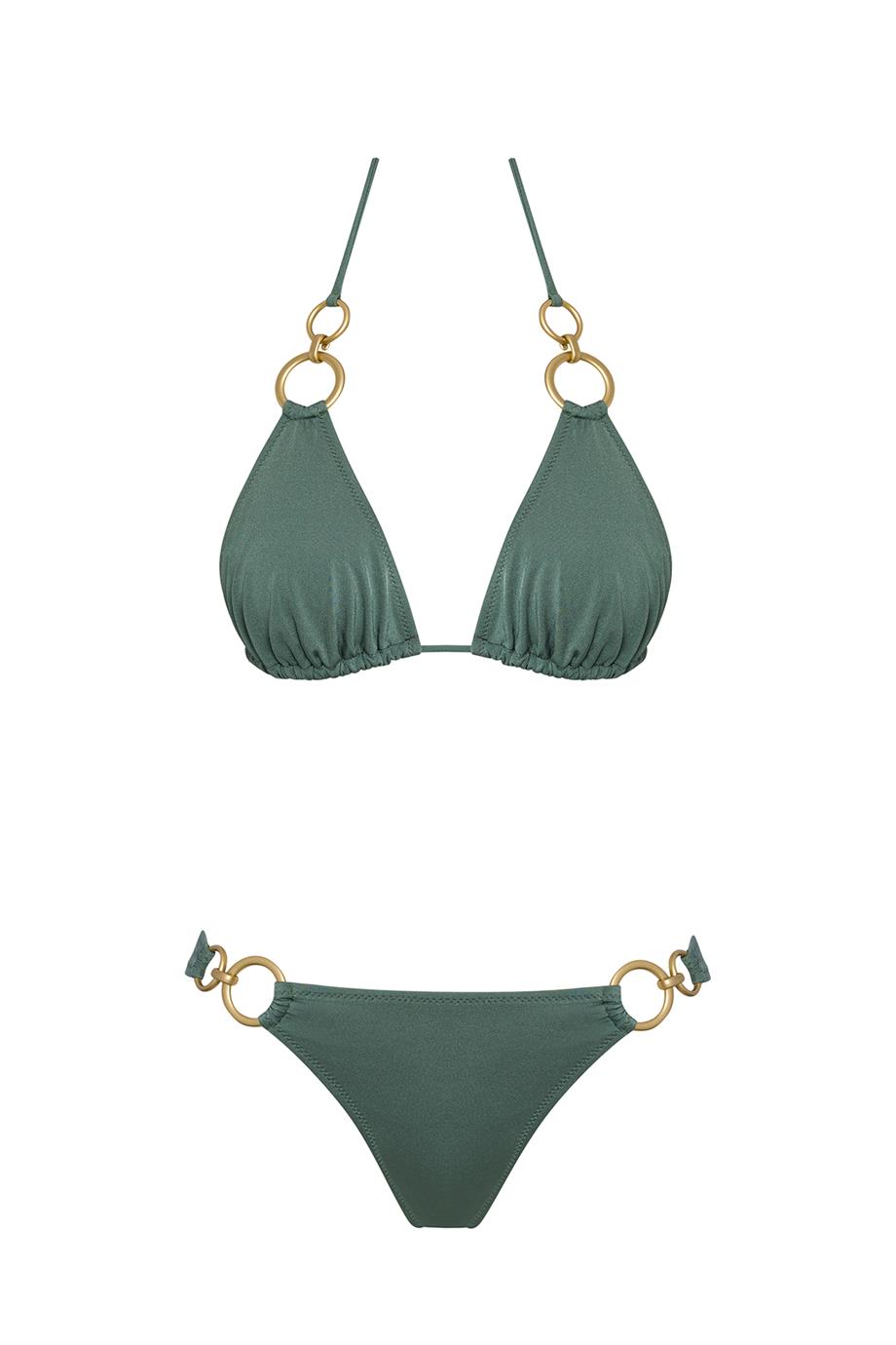 Üçgen Aksesuarlı Brezilya Bikini Takım 
