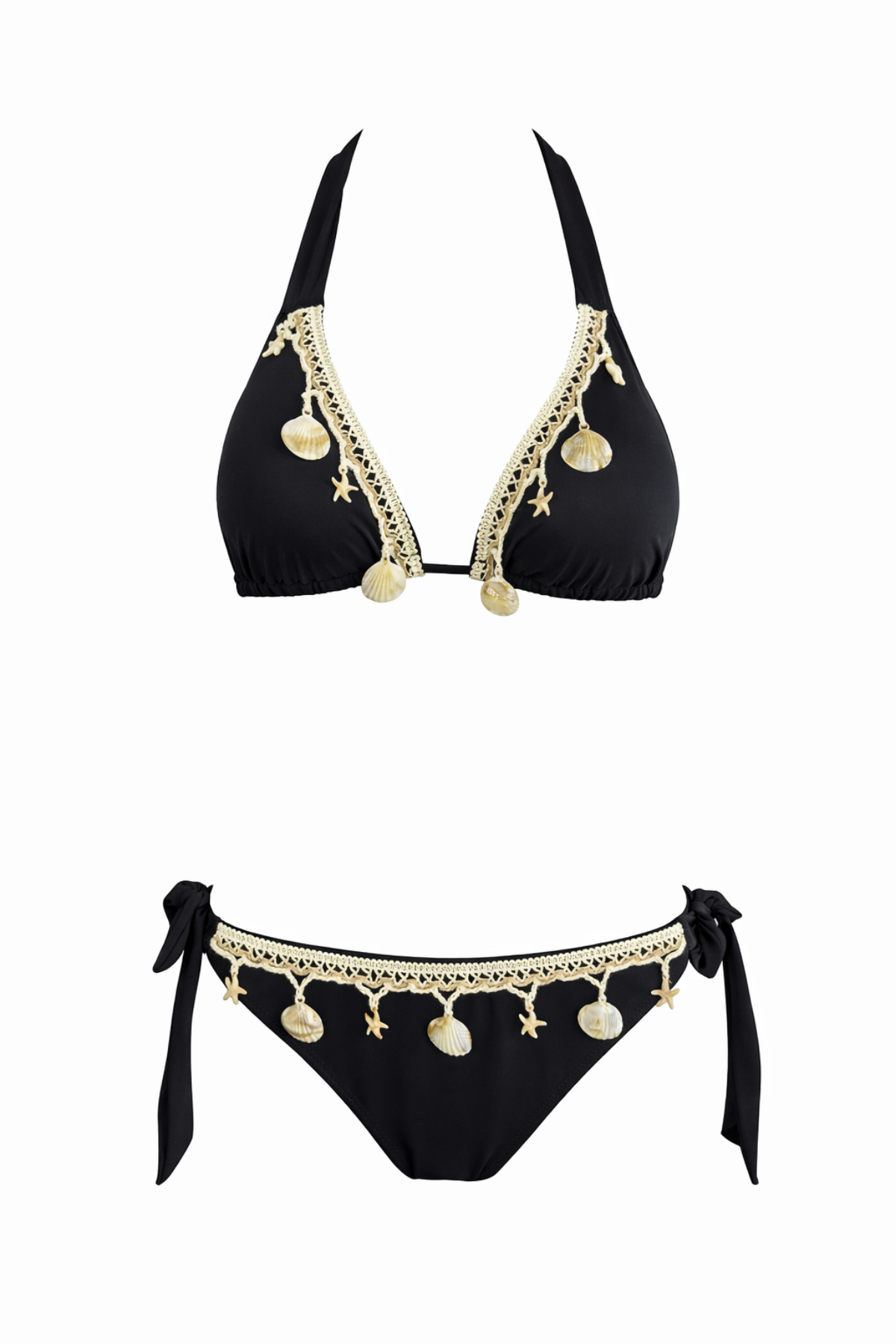 Üçgen Deniz Yıldızlı Aksesuarlı Bikini Takım 