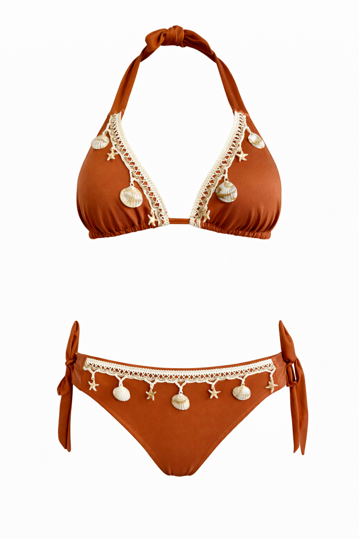 Üçgen Deniz Yıldızlı Aksesuarlı Bikini Takım 