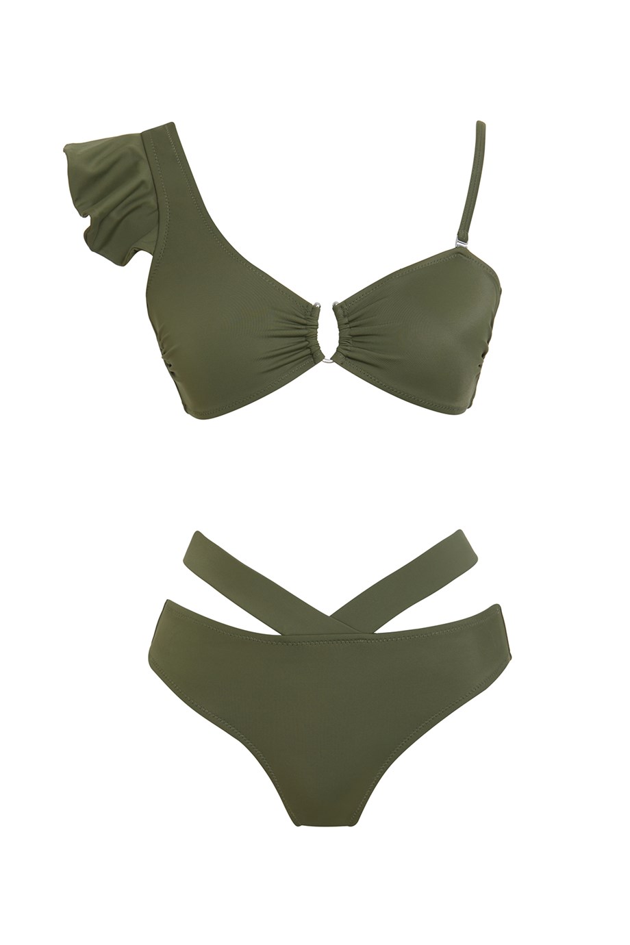 V Yaka Volanlı Bikini Takım 