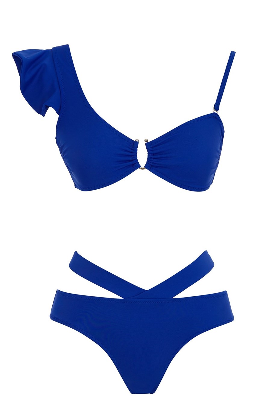 V Yaka Volanlı Bikini Takım