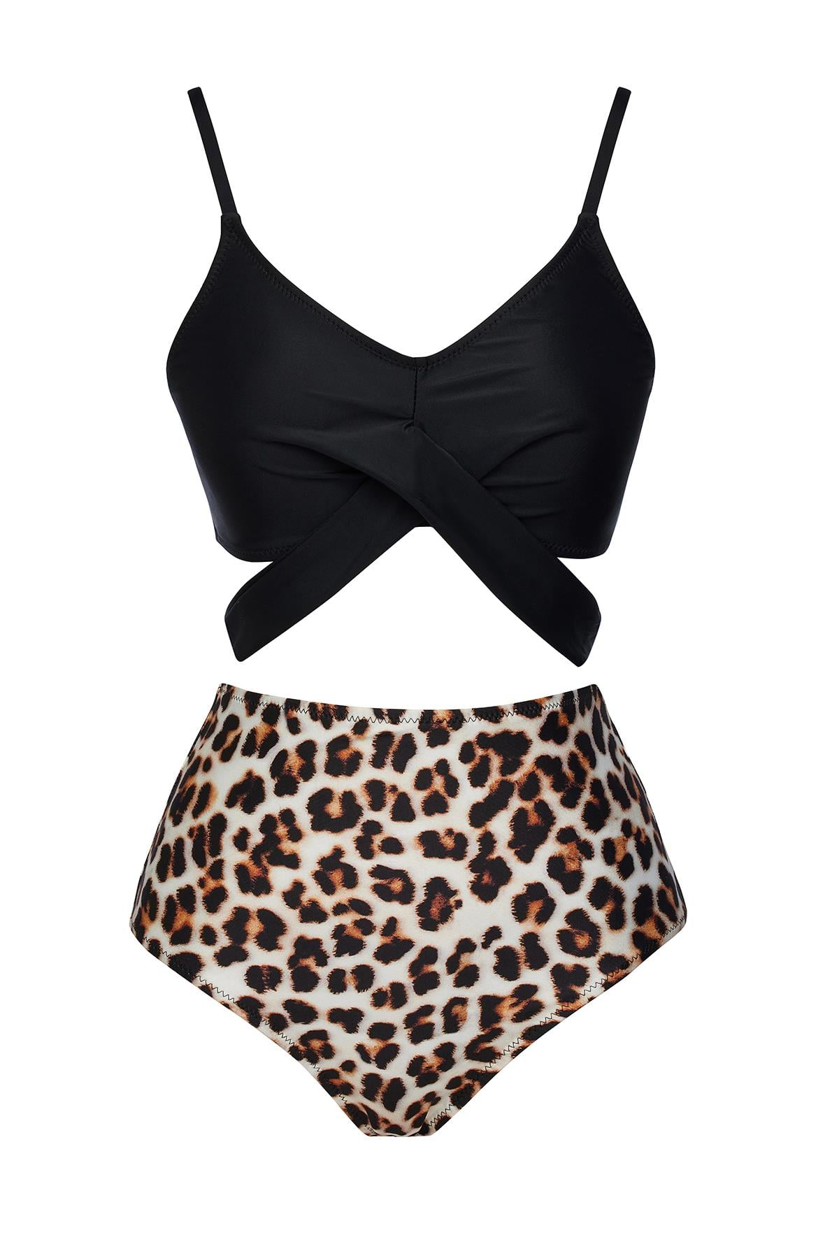 Yüksek Bel Çapraz Bağcıklı Bikini Takım 