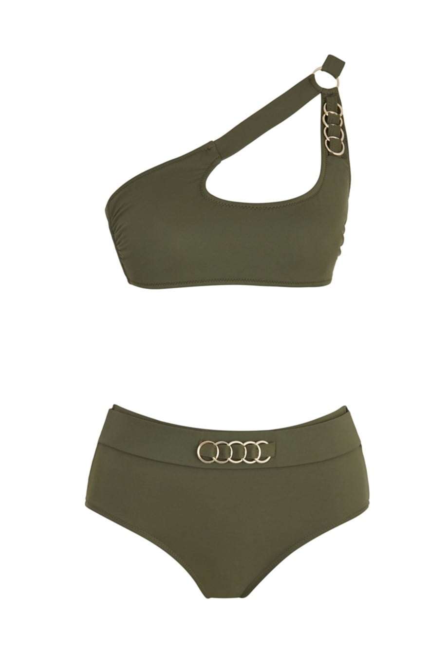 Yüksek Bel Tek Omuz Aksesuarlı Bikini Takım SLR 301