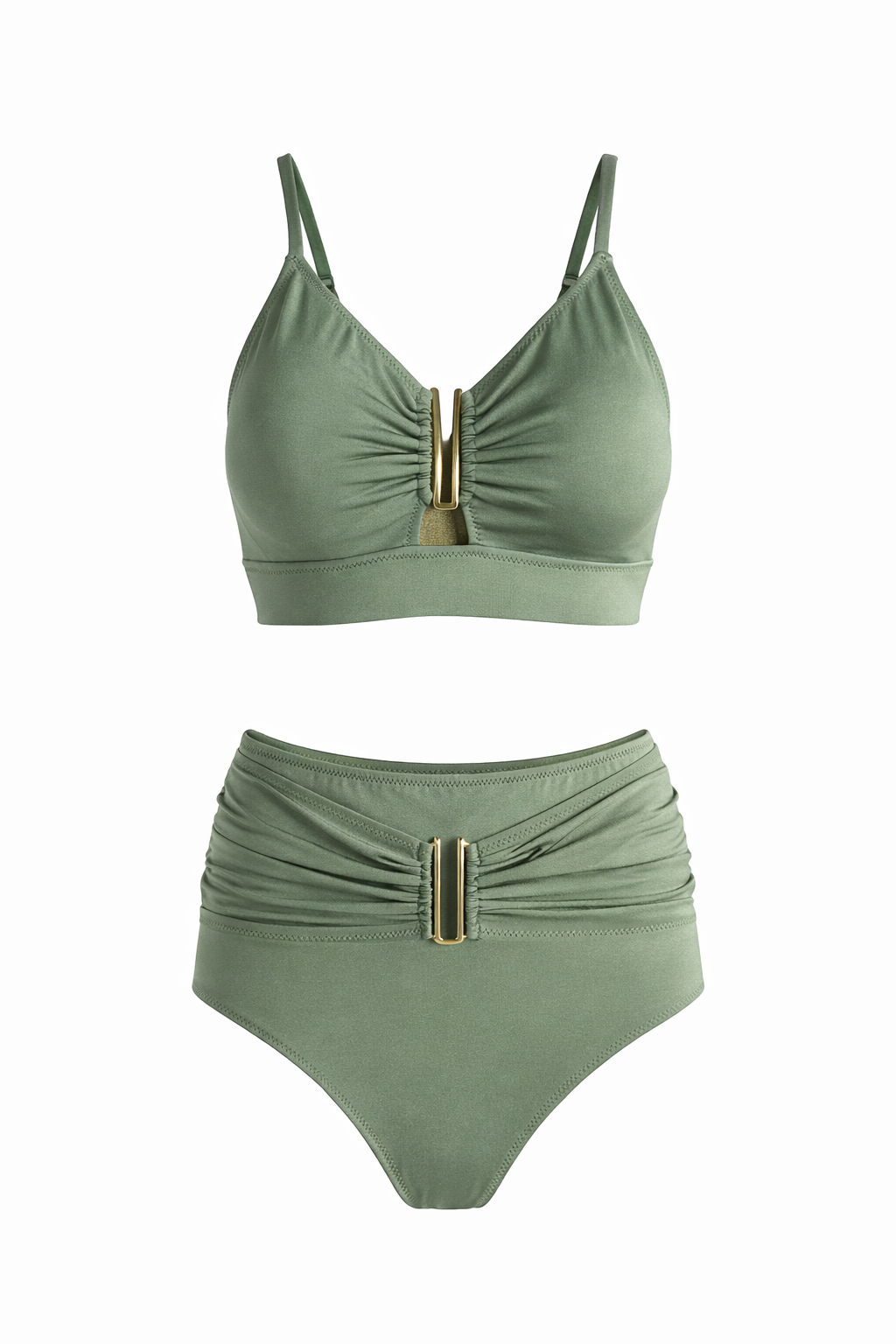 Yüksek Bel U Aksesuarlı Bikini Takım 