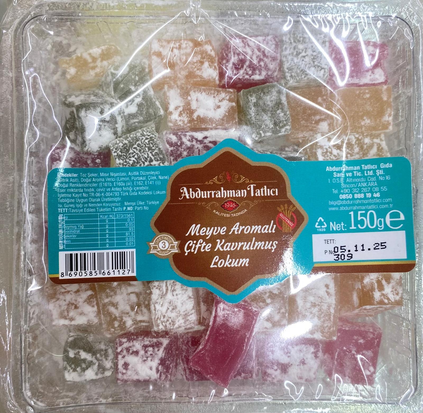 A.TATLICI MEYVELİ ÇİFTE KAVRULMUŞ LOKUM 150 GR