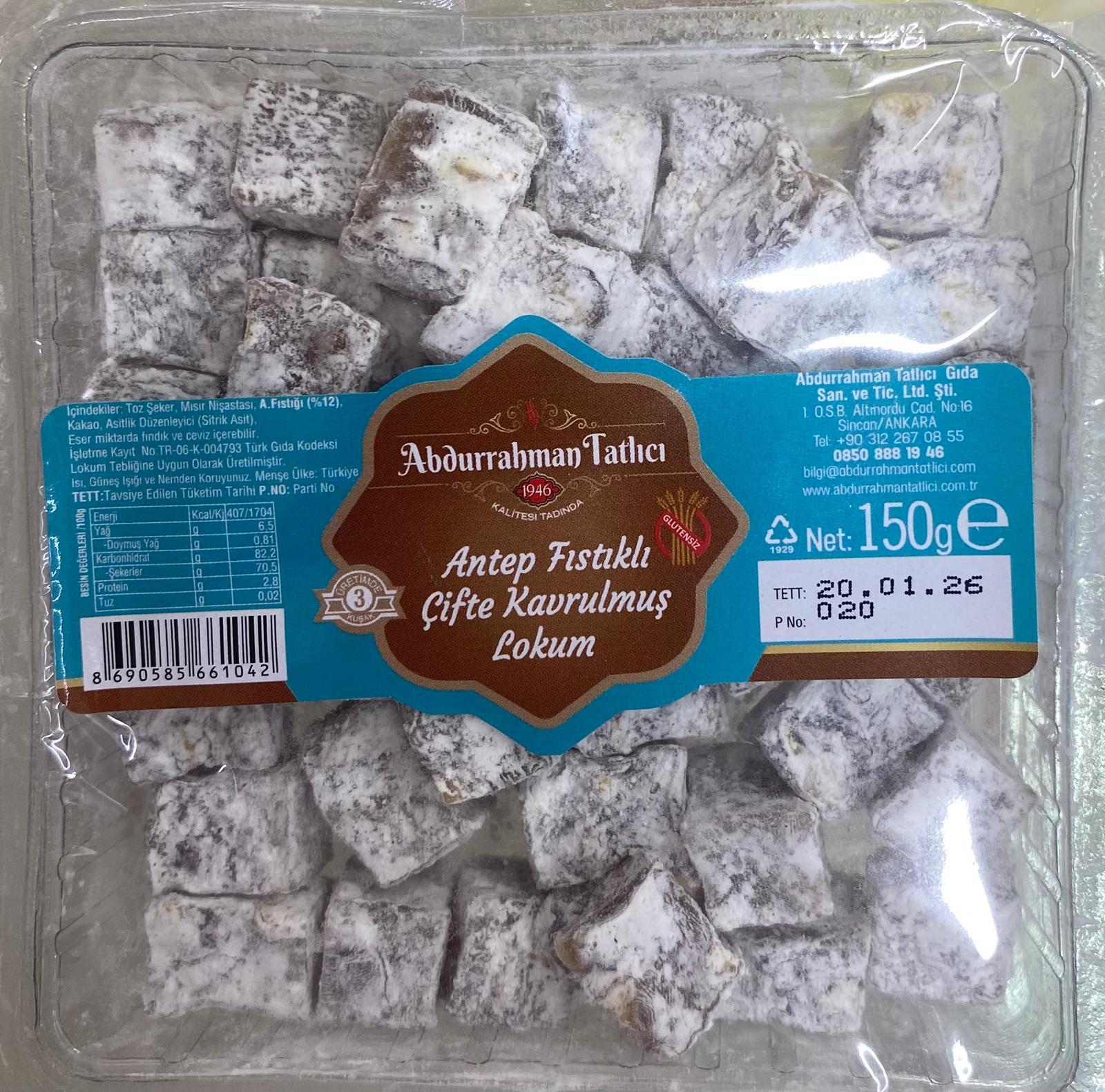 A.TATLICI A.FISTIKLI ÇİFTE KAVRULMUŞ LOKUM 150 GR