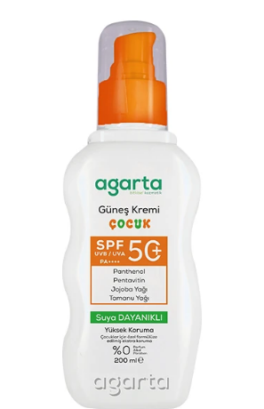 AGARTA ÇOCUK GÜNEŞ KREMİ 50 SPF 200 ML 