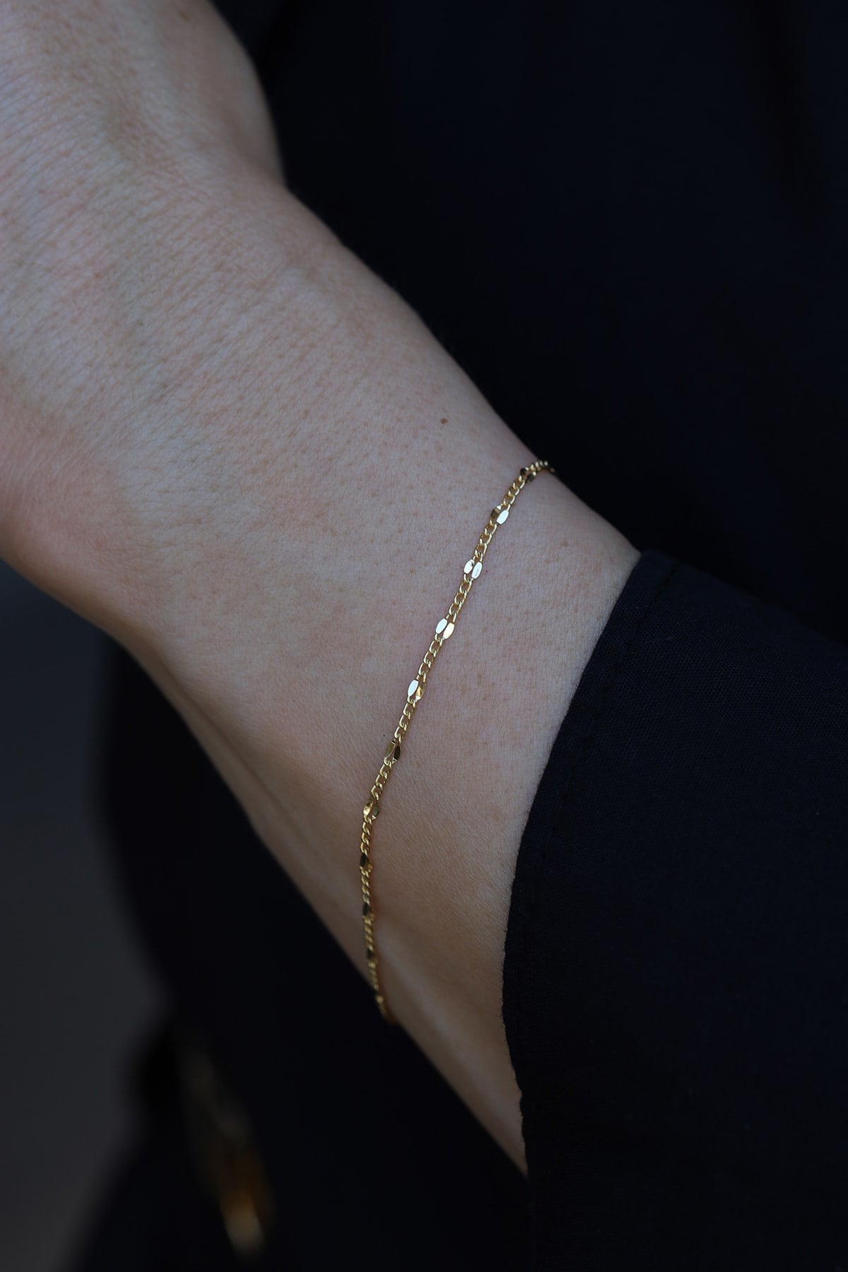 Yenigün Kuyumculuk14 Ayar Altın (2 mm) Aynalı Gurmet Zincir Bileklik