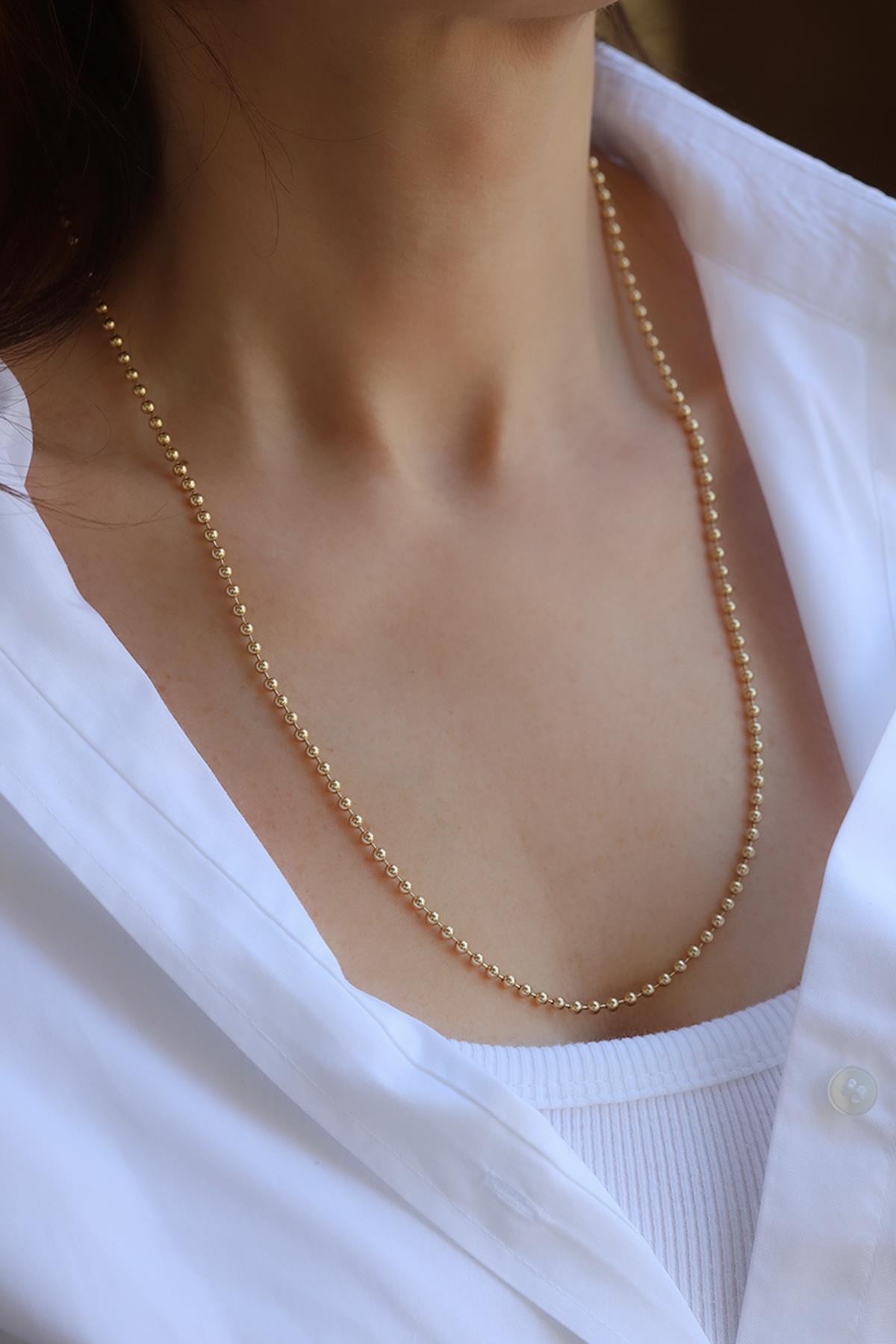 Yenigün Kuyumculuk14 Ayar Altın Topçuk Zincir Kolye