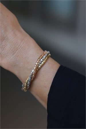 Yenigün Kuyumculuk14 Ayar Altın Üç Renkli Tasarım Cetaş Bileklik BLK28457