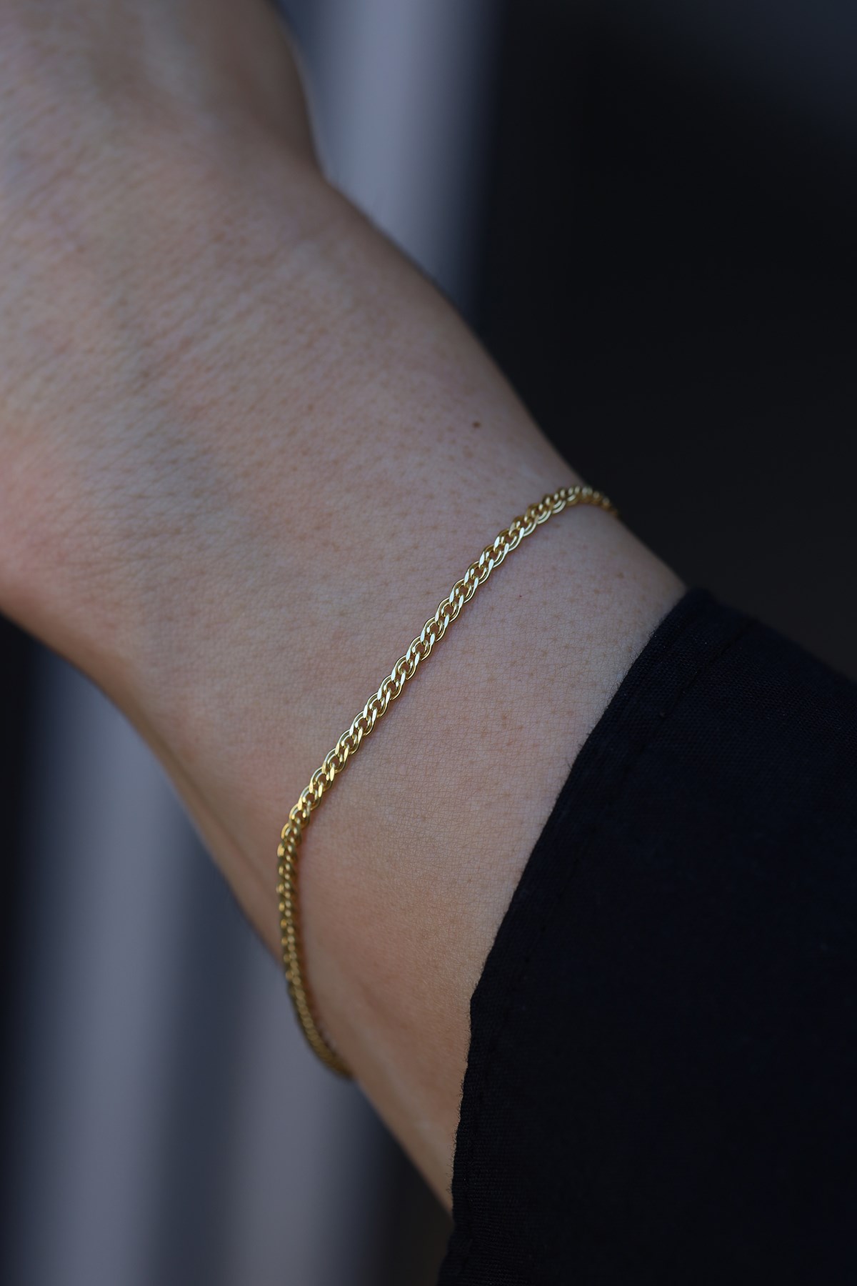 Yenigün Kuyumculuk14 Ayar Altın (2 mm) Çİftli Zincir Bileklik