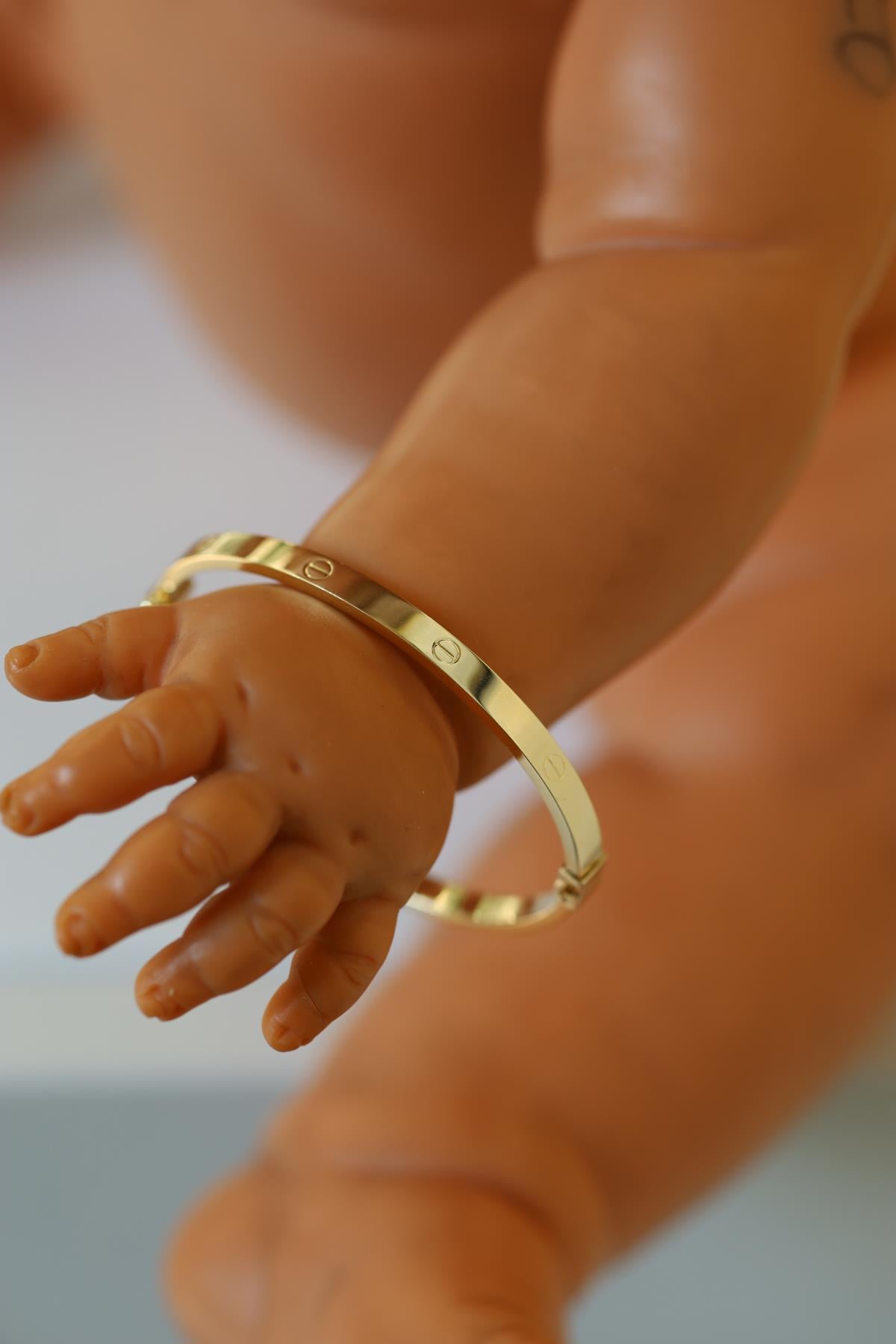 Yenigün Kuyumculuk14 Ayar Altın Çivi Modeli Çocuk Kelepçe