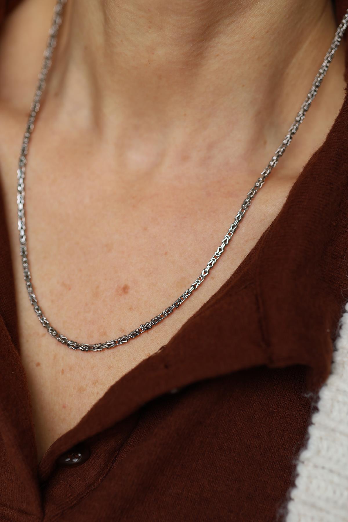 Yenigün Kuyumculuk14 Ayar Altın Kalın Kral Zincir Beyaz Altın