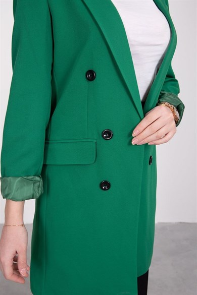 Dabıl Krep Kumaş Blazer Ceket - Yeşil