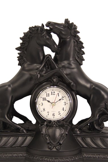Cavallo Siyah Dekoratif Atlı Masa Saati