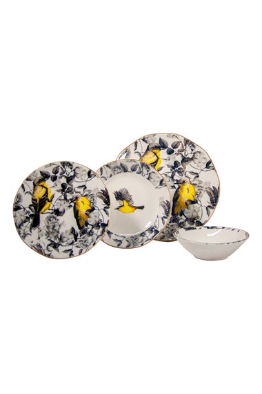 Porselen 24 Parça Yemek Takımı - Yellow Bird