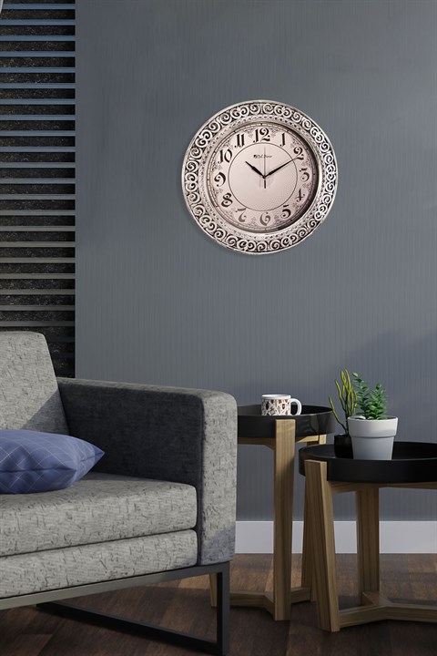 Bonni Dekoratif Gümüş Duvar Saati 55cm