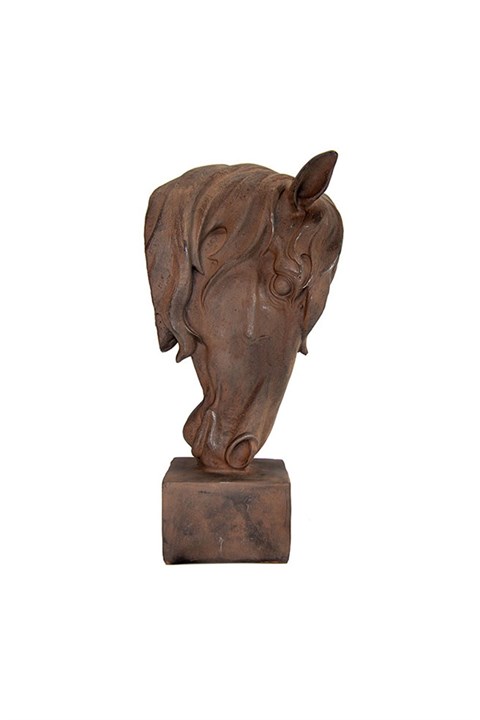 Kahverengi Eskitme Dekoratif At Kafası Biblo