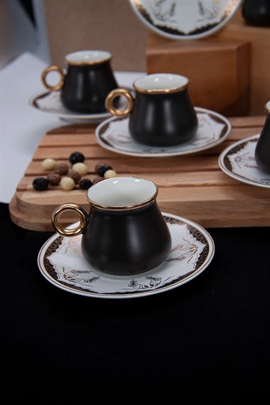 6 Kişilik Kahve Fincan Takımı - Black Tulip