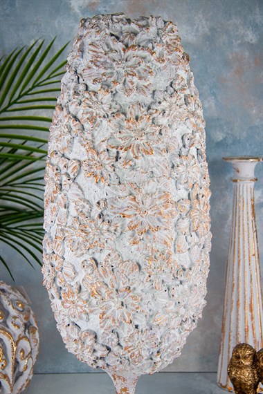 Dekoratif Eskitme Büyük Kadeh Vazo
