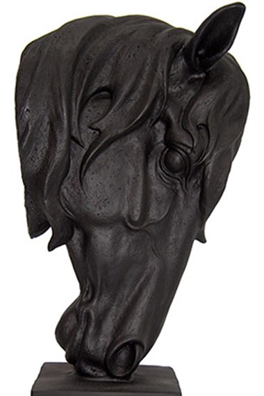 Mat Siyah Dekoratif At Kafası Biblo