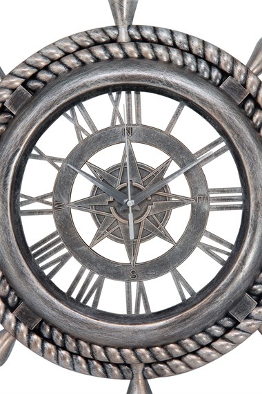 Timone Dekoratif Gümüş Duvar Saati 45cm