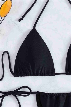 Angelsin Brezilya Model Bağlamalı Bikini Üst Siyah