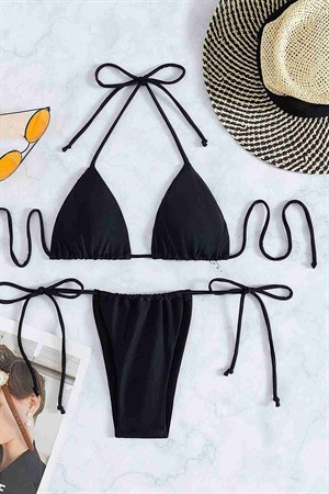 Angelsin Brezilya Model Bağlamalı Bikini Üst Siyah