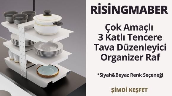 Risingmaber çok amaçlı 3 katlı tencere tava düzenleyici organizer raf
