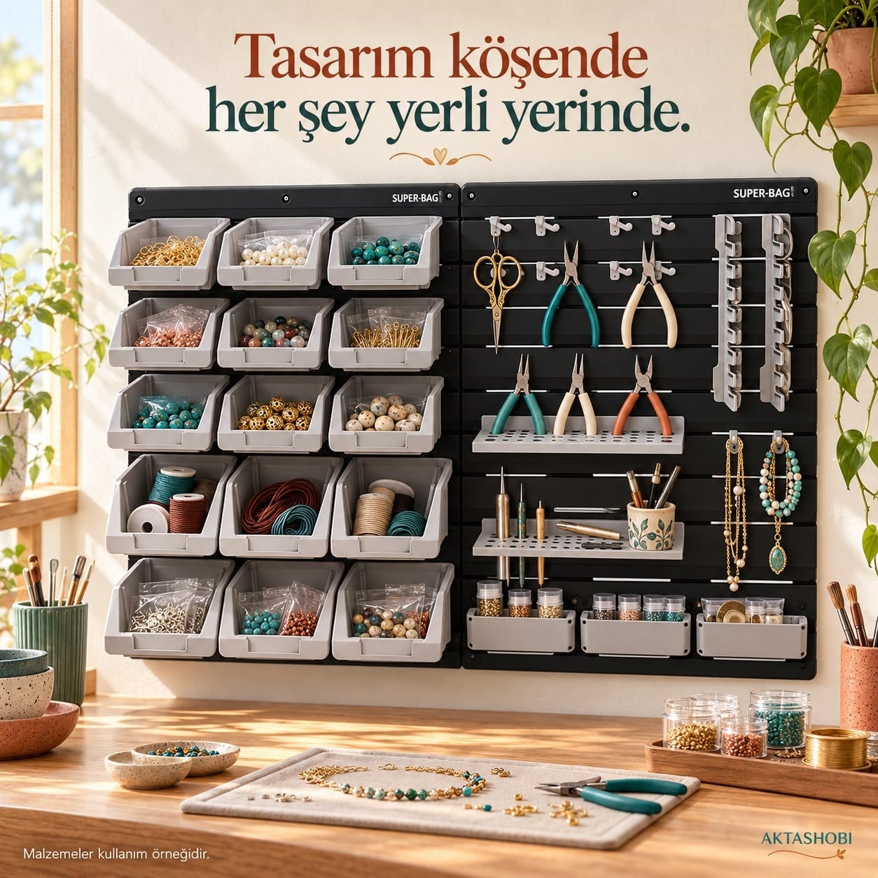 35 Parça Duvar Tipi Hobi ve Alet Düzenleme Paneli