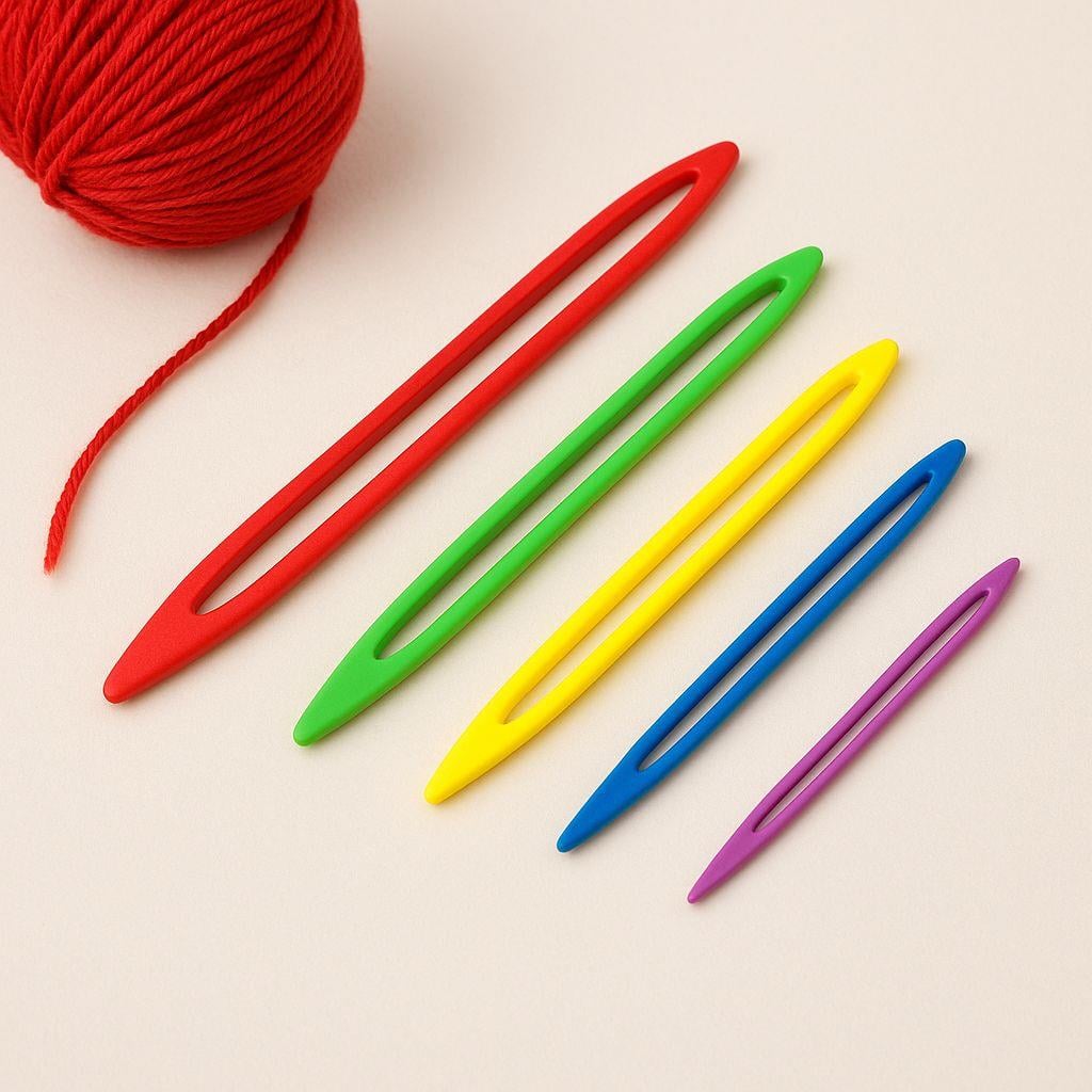 5li Renkli Plastik El İşi İğne Seti – Farklı Boy ve Kalınlıklar