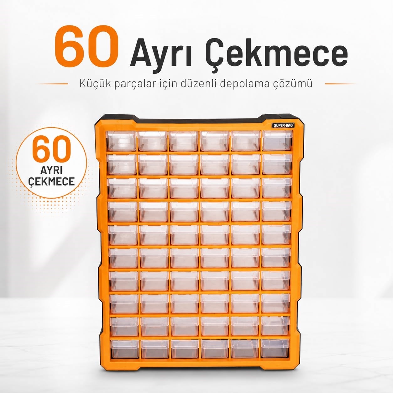 60lı Büyük Monoblok Çekmece Seti ile Küçük Parçalar Artık Hep Düzenli