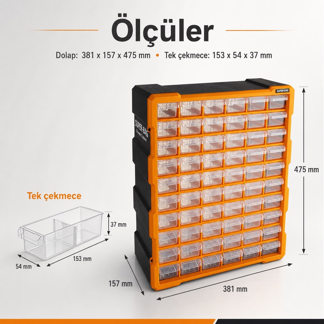 60lı Büyük Monoblok Çekmece Seti ile Küçük Parçalar Artık Hep Düzenli