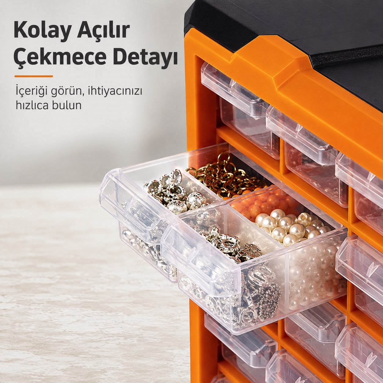 60lı Büyük Monoblok Çekmece Seti ile Küçük Parçalar Artık Hep Düzenli