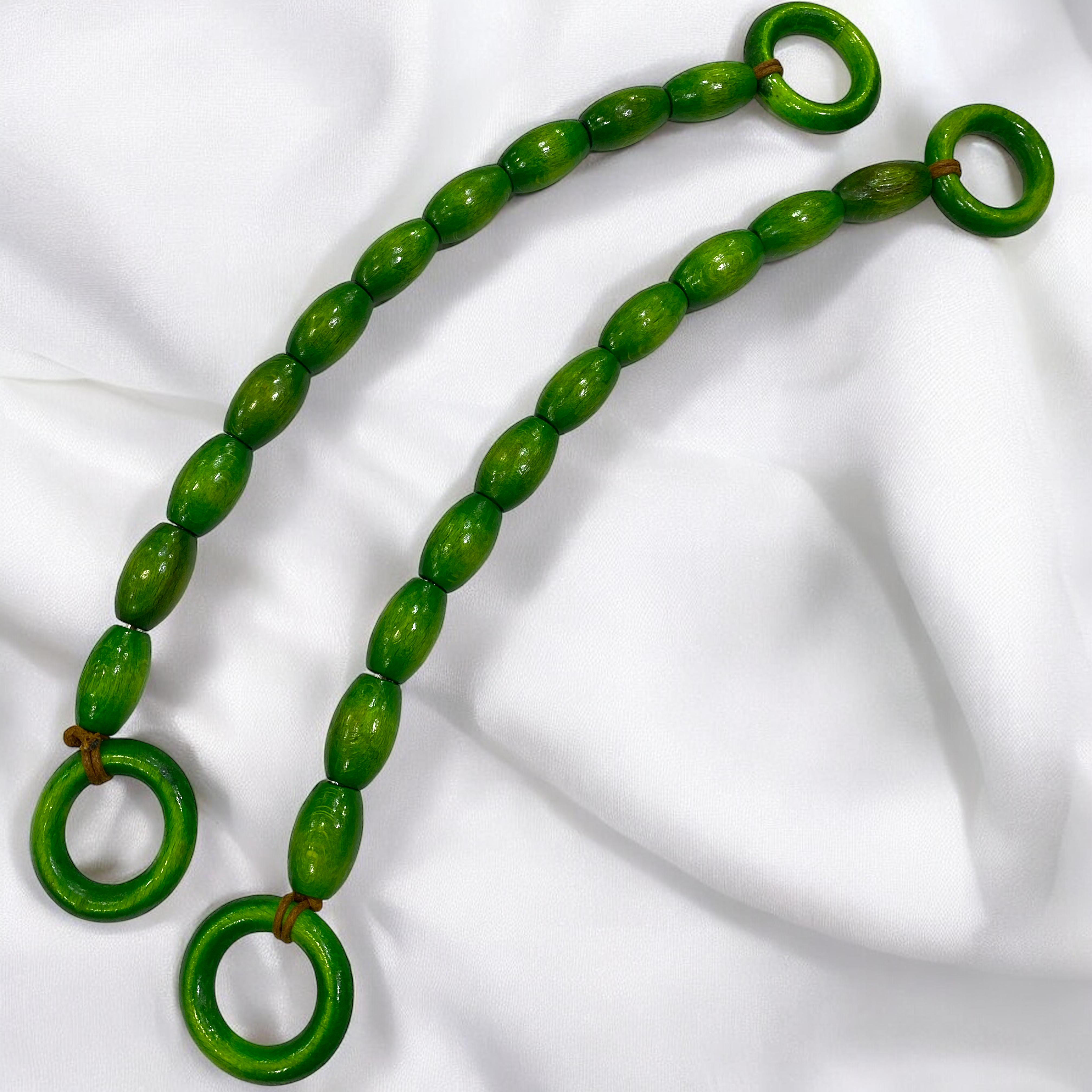 Ahşap Boncuklu Elips Yeşil Askılık