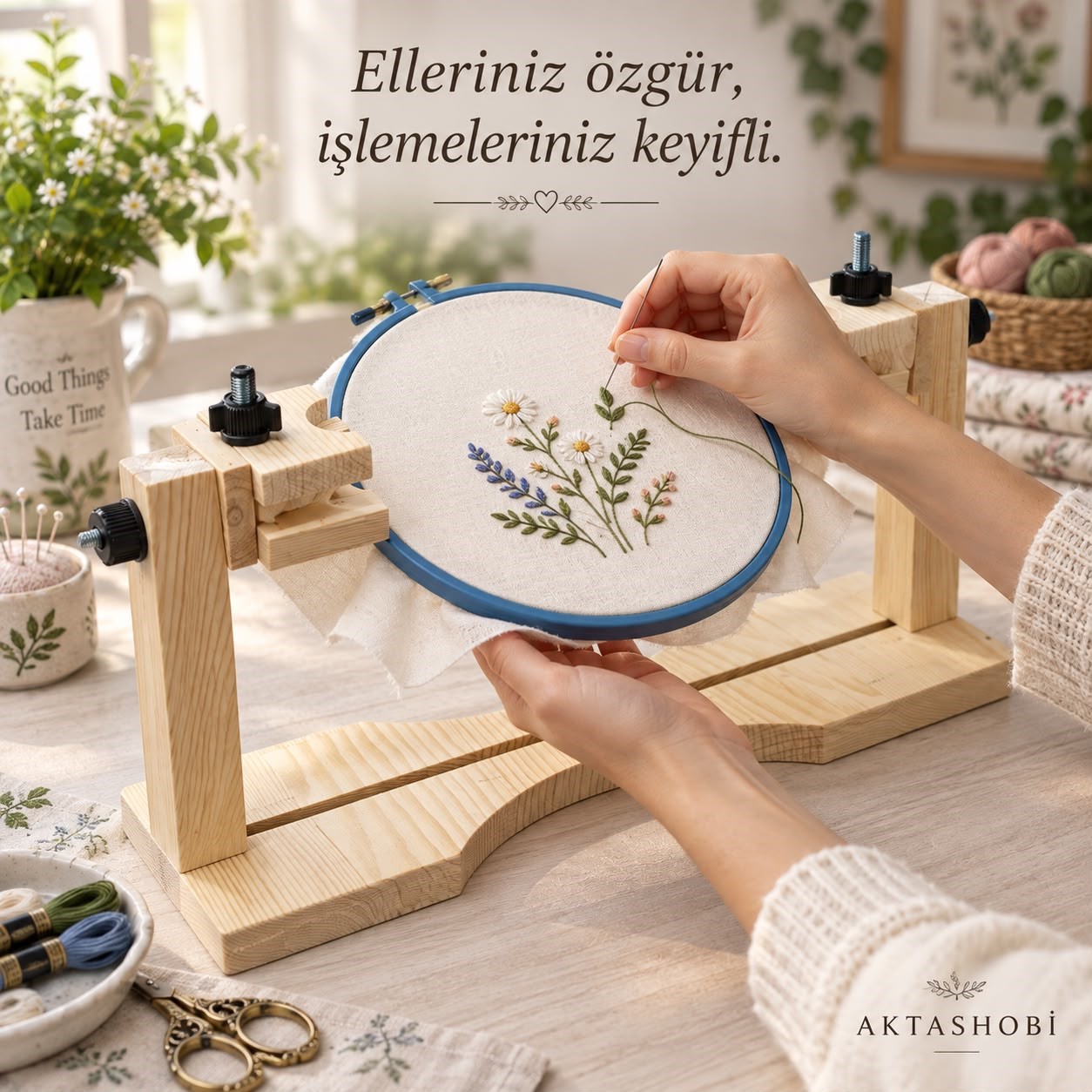 Ahşap Masaüstü Kasnak Tutucu Stand