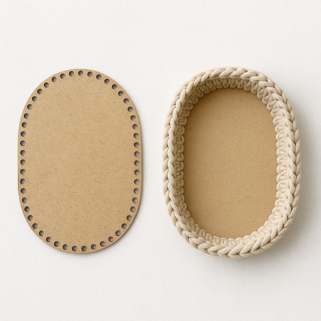Ahşap Oval Taban 16x26 - Tığ İşi Çanta, Sepet, Örgü Taban Motifi