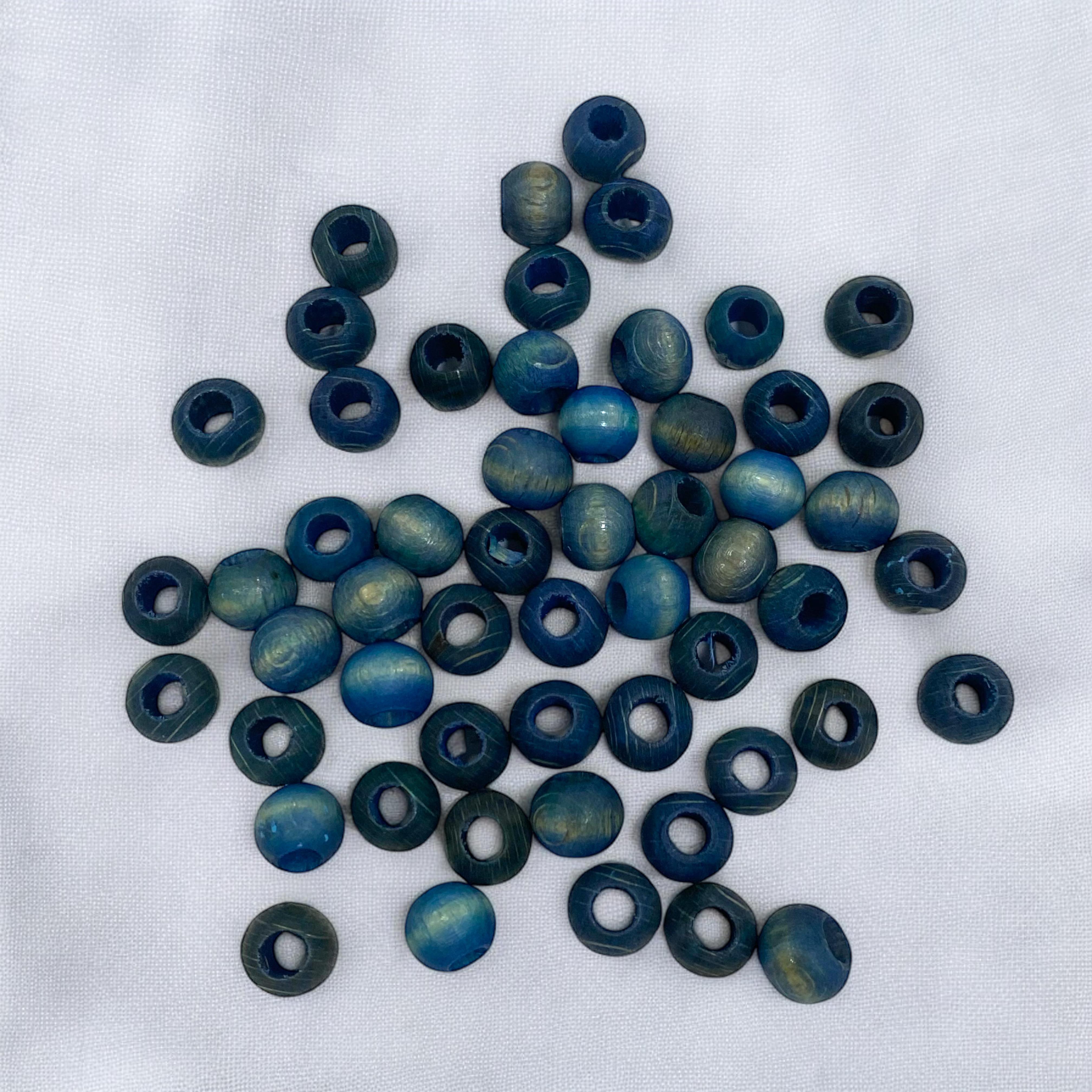 Alacalı Mavi 8 MM Ahşap Boncuk 10 Gram