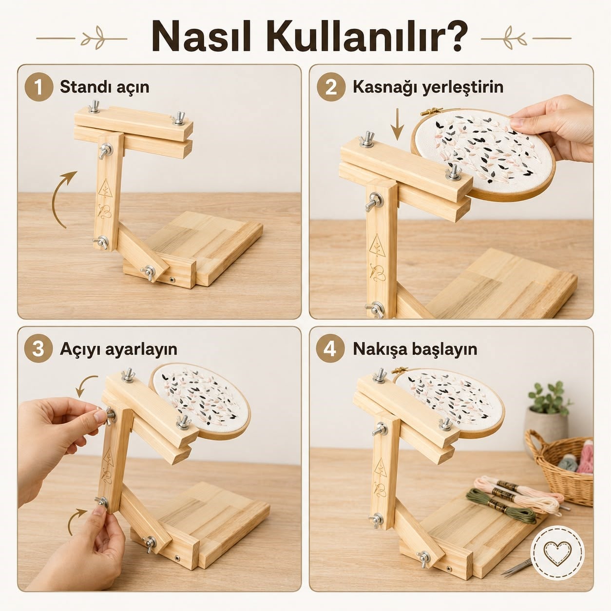 Ayarlı Ayaklı Nakış Kasnak Standı No:1