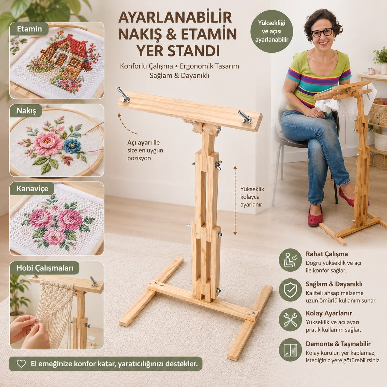 Ayarlı Ayaklı Nakış Kasnak Standı No:2