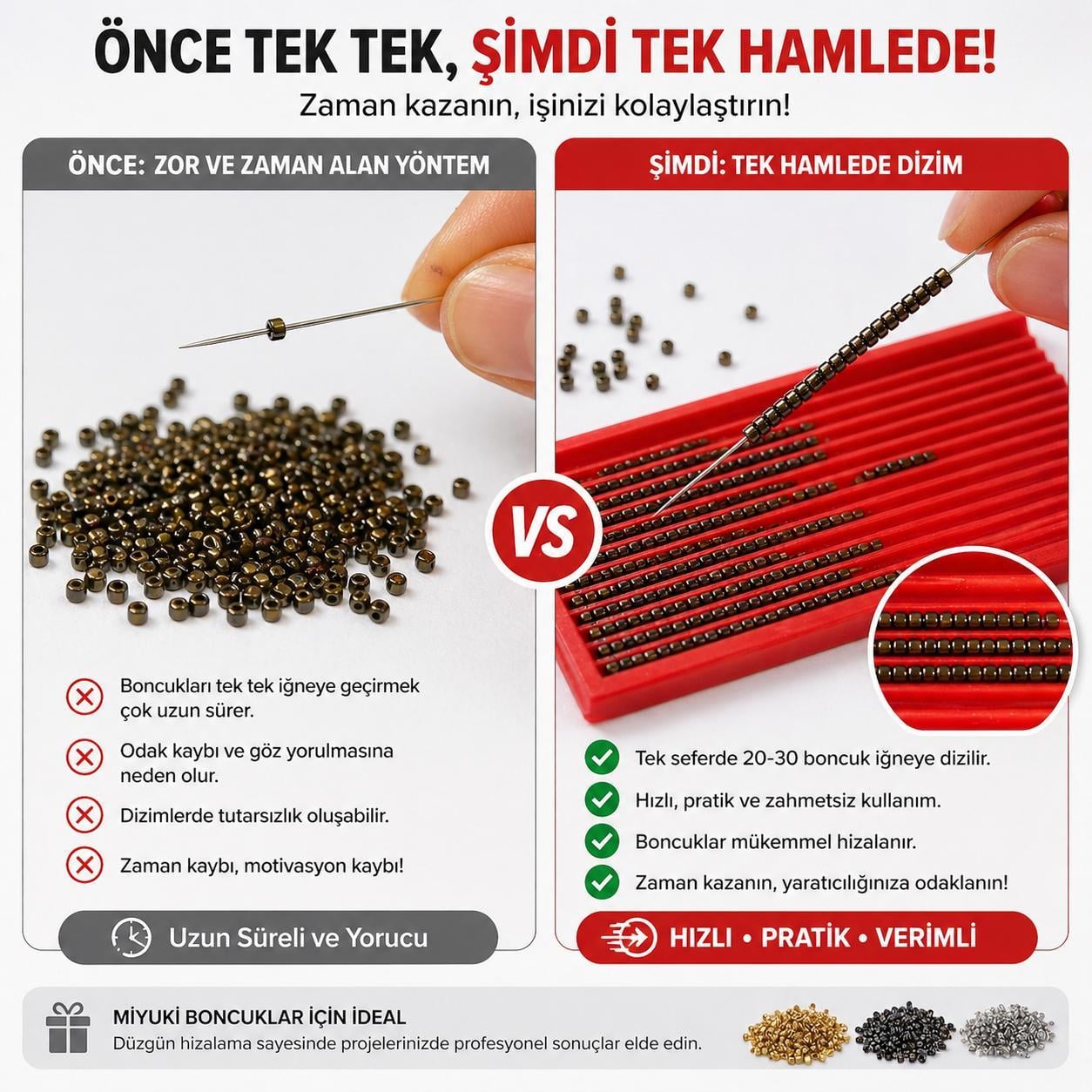 BeadLine Pro Hızlı Boncuk Dizici - Miyuki Boncuk Dizici – Tek Hamlede Dizim Aparatı