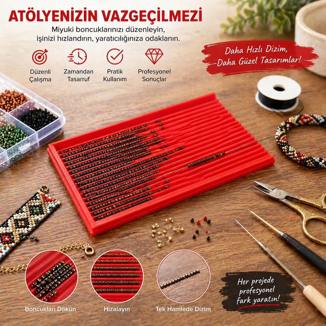 BeadLine Pro Hızlı Boncuk Dizici - Miyuki Boncuk Dizici – Tek Hamlede Dizim Aparatı