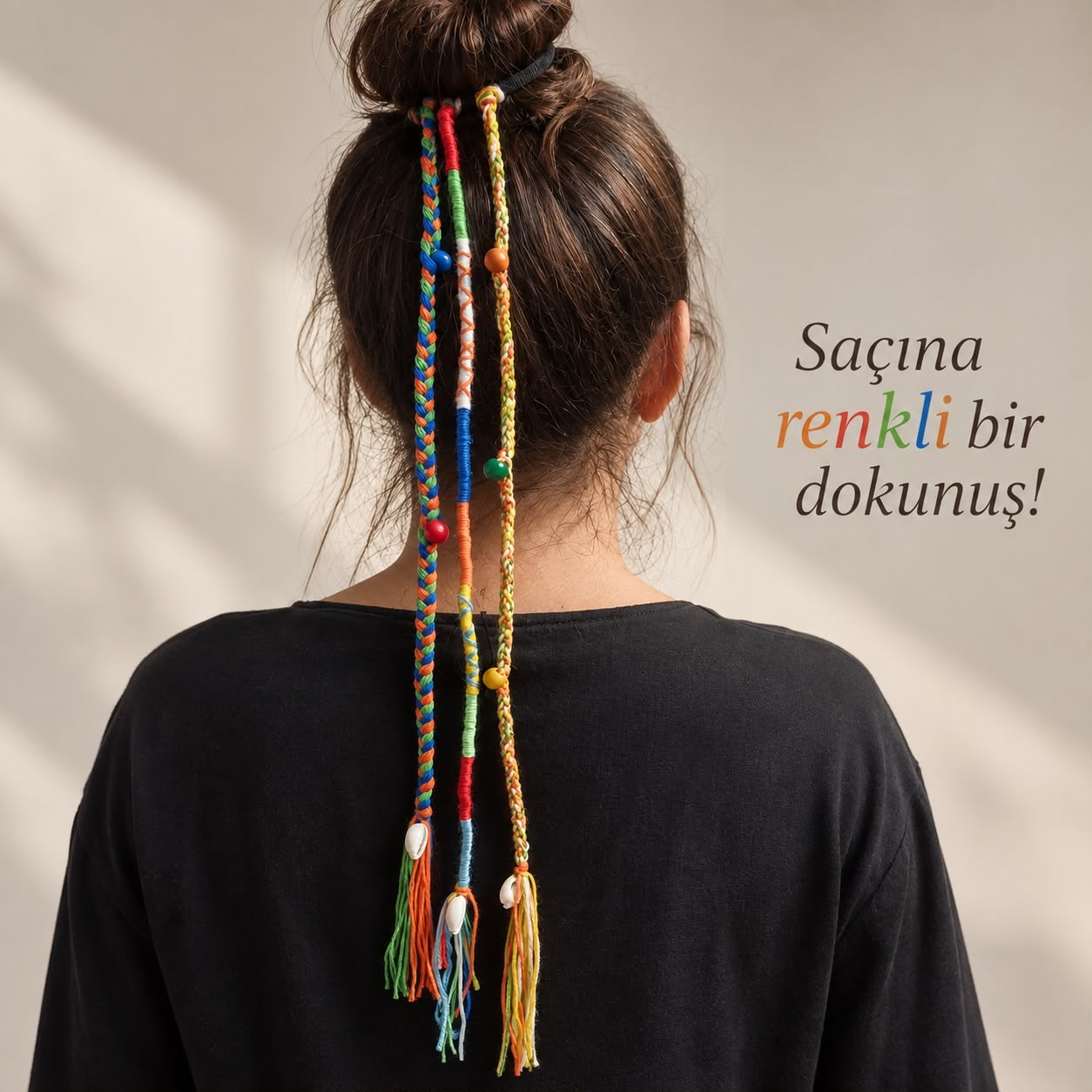 Bohem Esinti – Boncuk ve Deniz Kabuğu Detaylı Örgülü Saç Aksesuarı
