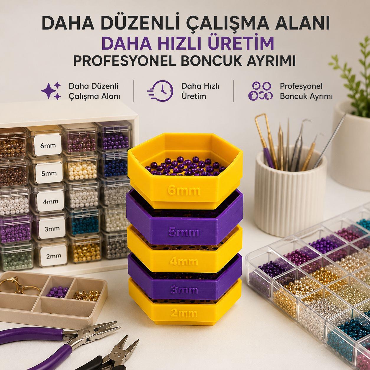 Boncuk Ölçü Süzgeçleyici Set - Pratik ve Hızlı Düzen